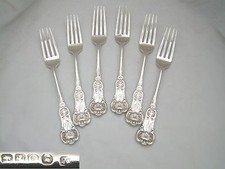 RARE SCOTTISH SET of 6 WILLIAM IV HM STERLING SILVER TABLE FORKS 1833