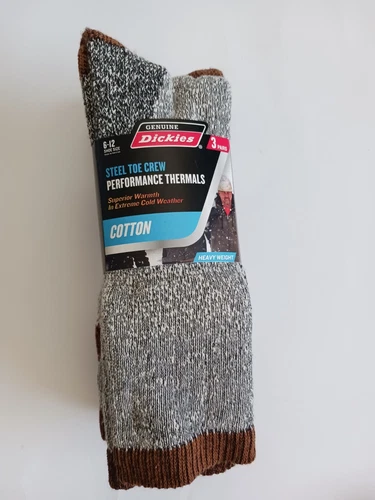3 PAIRS MENS DICKIES THERMAL STEEL TOE HEAVY WEIGHT COTTON PERFORMANCE CREW SOCK