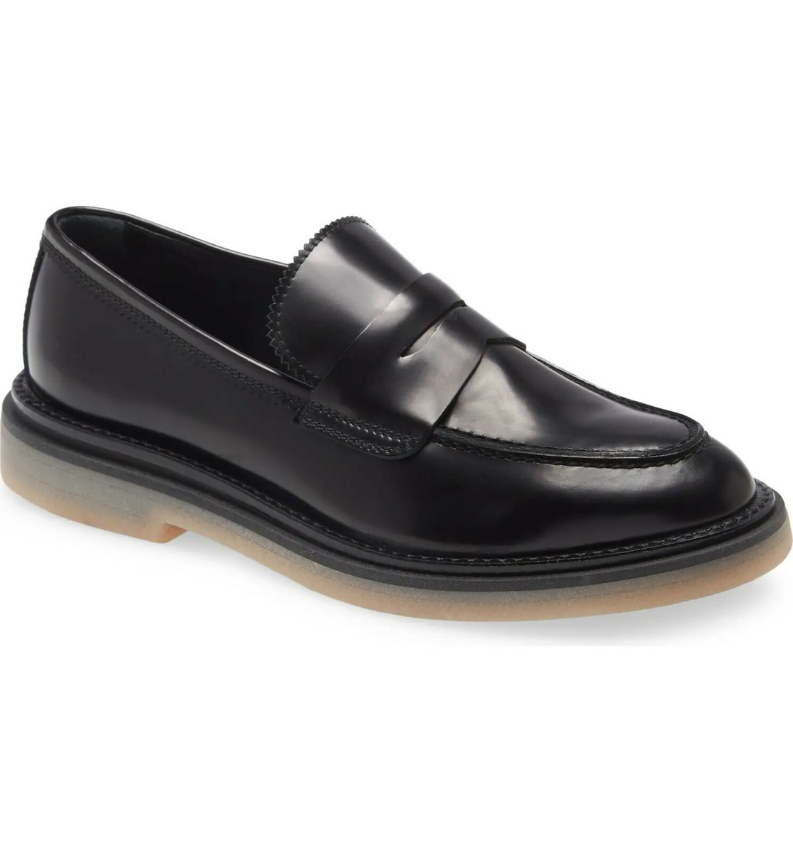 $400 AGL Sirena Penny Loafer SHOES SLIP ON LEATHER BLACK MOC TOE