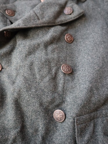 Vintage 30s 40s Swiss Army Medic Jacket Wool Military Pea Coat Rare - Picture 4 of 8