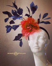 Kentucky Derby Hat Navy Midnight Blue Red Rose Fascinator Melbourne Breeders Cup