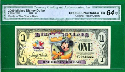 $1 2009 A 1 DISNEY DOLLAR MICKEY AND PLUTO CHOICE UNCIRCULATED OPQ 64