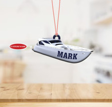 Personalized Pontoon Yacht Christmas Ornament Cruising Cruise Boat Xmas Ornament