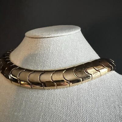 Vintage Ciner Collar Necklace Gold Tone