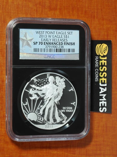 2013 W SILVER EAGLE NGC SP70 ENHANCED FINISH FROM WEST POINT SET EARLY RELEASES