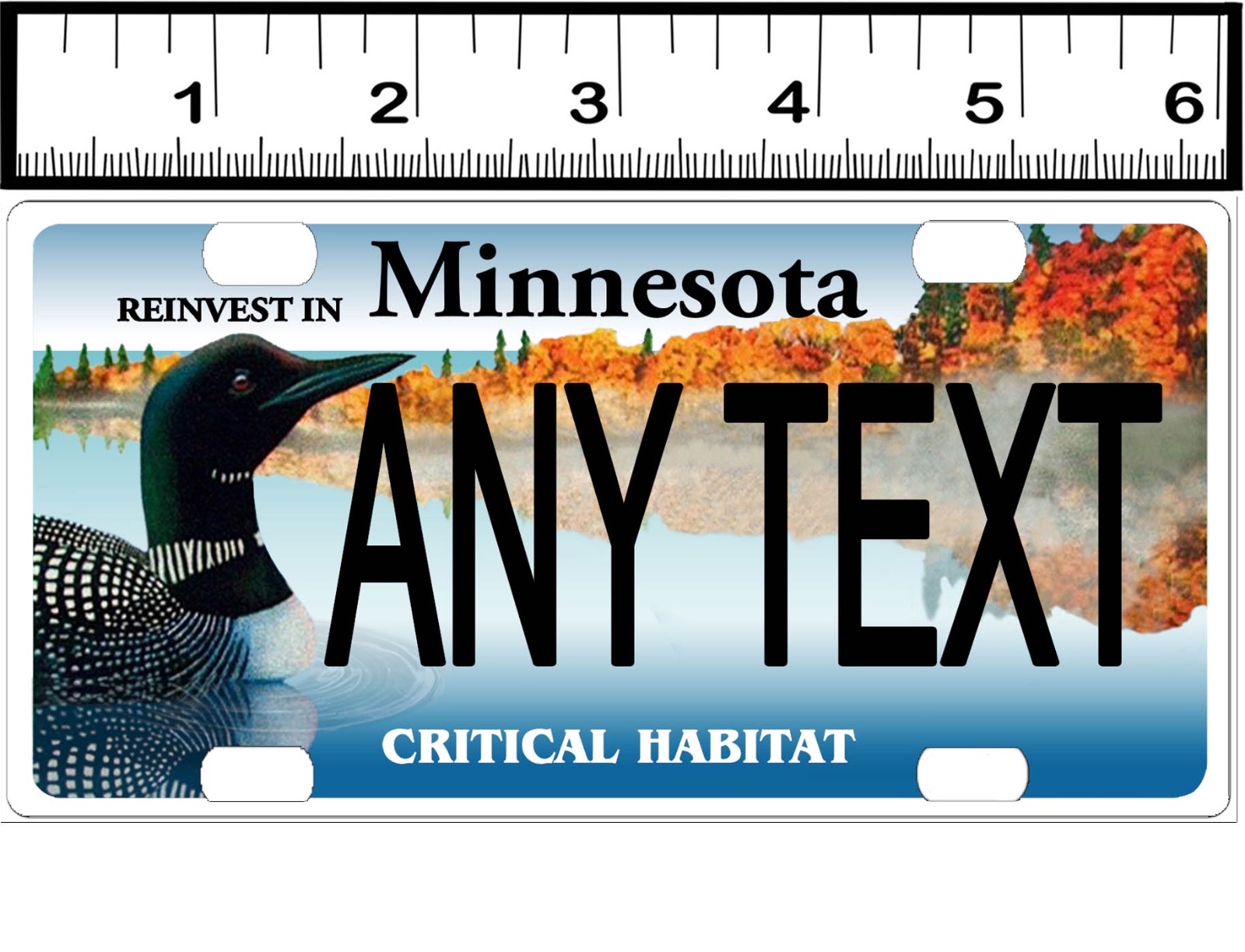 CUSTOM PERSONALIZED BICYCLE STATE LICENSE PLATE-MINNESOTA CRITICAL HABITAT LOON