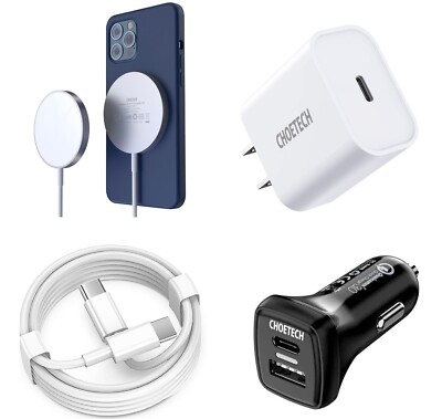 Choetech Wireless Charger with 20W wall charger and USB C Cable and Car Charger