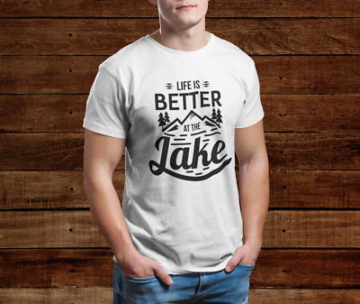 Life is better at the lake Men Graphic Printed T Shirtsz S - 2XL NWOT NEW