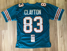 MARK CLAYTON #83 MIAMI DOLPHINS AUTOGRAPHED SIGNED TEAL JERSEY JSA COA