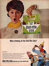 1965 Diet Rite Cola Mom Dad and Kids with Party Hats Vintage Print Ad