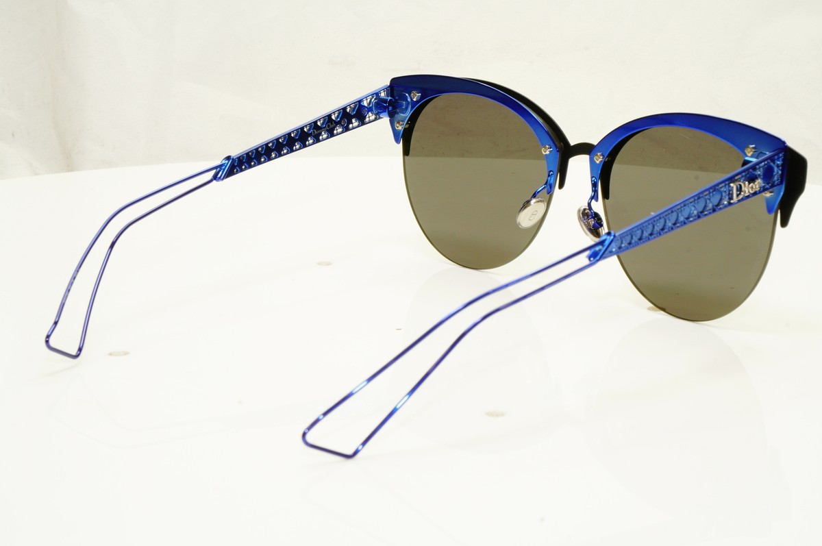 New Authentic CHRISTIAN DIOR Metal DioramaClub Sunglasses – Black & Blue Authentic Dior Womens Metal Sunglasses Black Blue Grey  main image 3