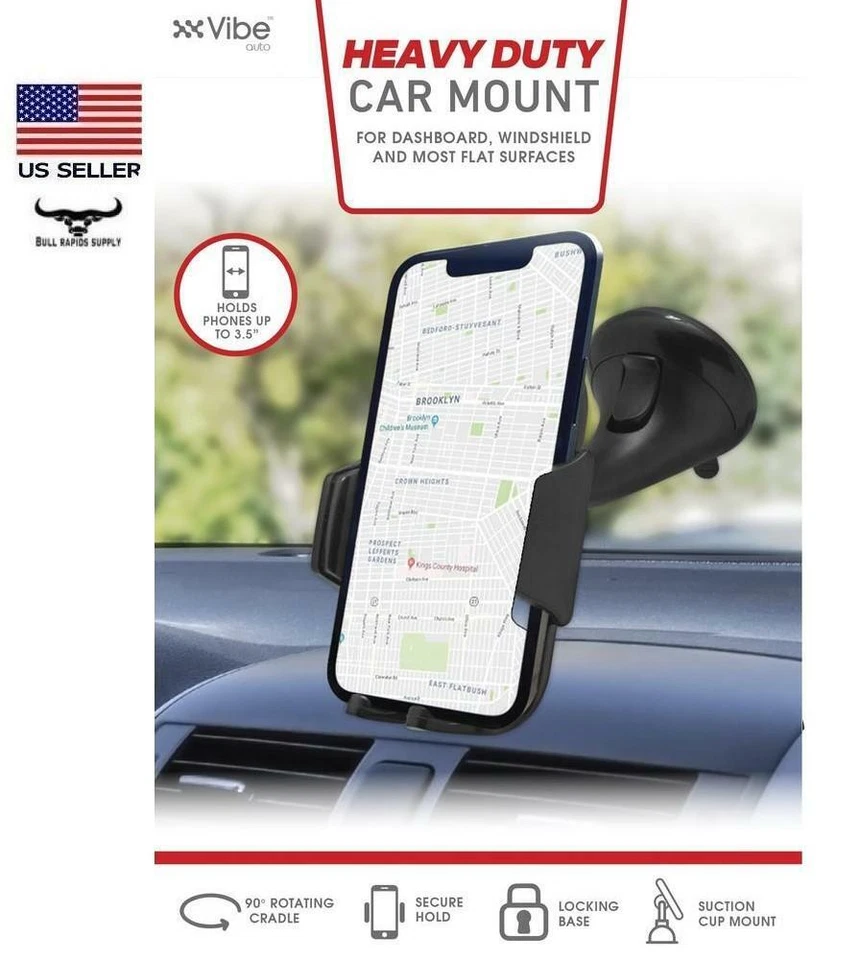 Vibe Auto Heavy-Duty Suction Cup Car Mount Dashboard Windshield 3.5" Wide Phone - Image 2 of 3