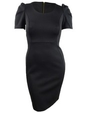 Calvin Klein Women's Puff-Shoulder Sheath Dress (2, Black)