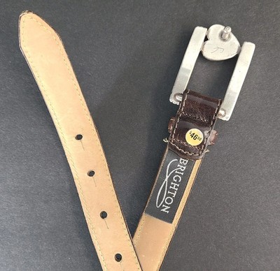 Vtg Brighton Belt Sz 32 M/L Woven Leather Silver Heart  display picture 1