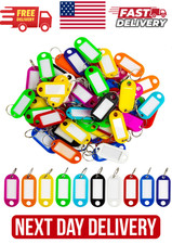 50 Pack Plastic Key Tags, Flexible Key Labels with Split Ring Label Window, Key