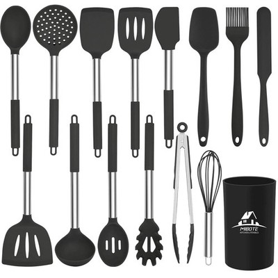 Silicone Kitchen Utensils Set Cooking with Heat Resistant BPA-Free and Stainless