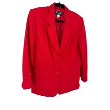 Requirements Red Wool Blazer Jacket Women's Size 8 Fully Lined Button Front