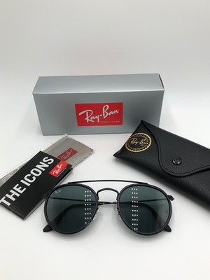 Ray-Ban Round Double Bridge RB3647N 002/R5  Black Frame Gray Lens 51mm Brand New