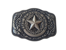 The Great State Of Texas Belt Buckle - Star Matte Silver Finish 3.50" Buckle
