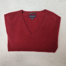 Club Room Sweater Mens Large Red V-Neck 100 Cashmere Pullover Lightweight Knit