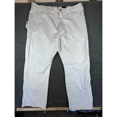 Dickies Mens White Canvas Carpenter Pants Straight Leg Hammer Loop 44x31