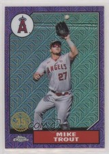 2022 Series 1 1987 Topps Chrome Silver Pack Mojo Purple 43/75 Mike Trout 7xr