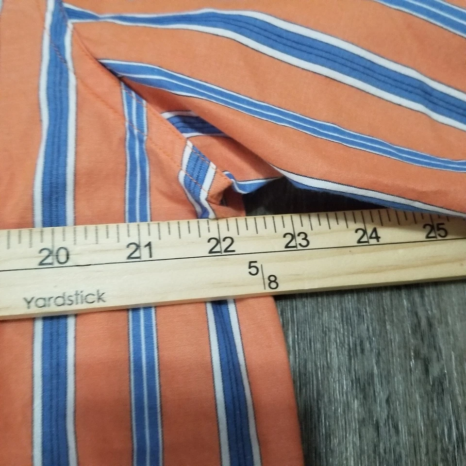 Chaps Button Down Shirt Mens Large Long Sleeve Easy Care Orange/Blue Striped - Image 4 of 4