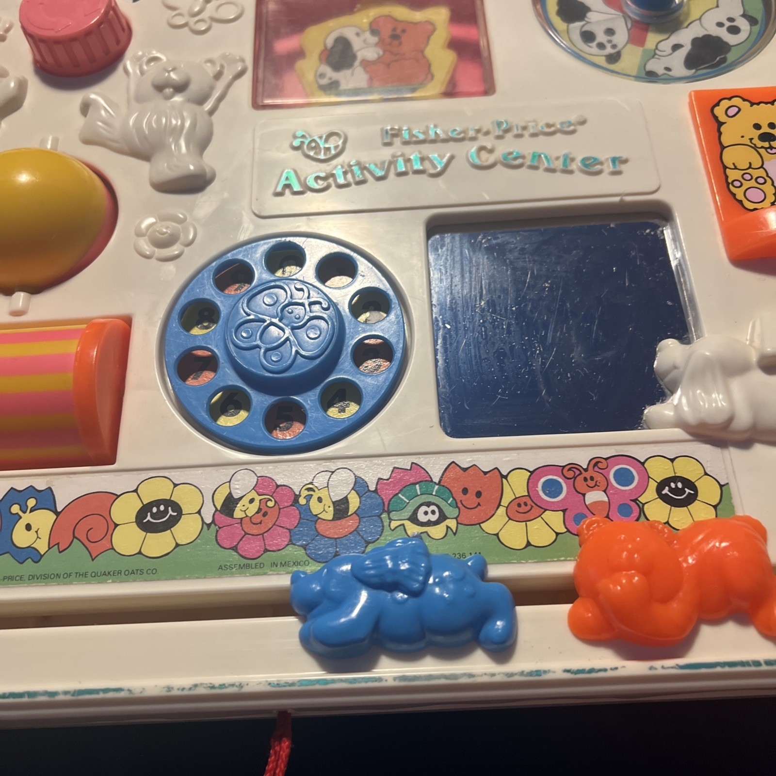 Vintage 1973 Fisher-Price Activity Center Baby Busy Board Crib Toy Puppies 1973