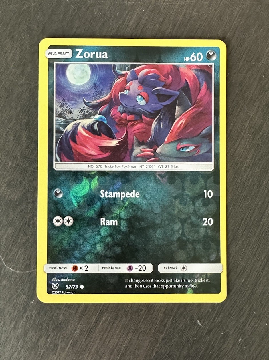 Pokemon Card Zorua Shining Legends Common 52/73 LP