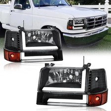 Led Drl Headlights Compatible With 1992-1996 Ford F150 F250 F350 Ford Bronco R