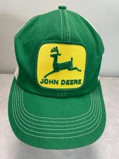 Vintage John Deere K Brand Snapback Trucker Hat Green Mesh Embroidered Patch Cap