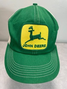 Vintage John Deere K Brand Snapback Trucker Hat Green Mesh Embroidered Patch Cap