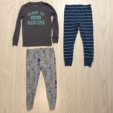 Carter s 3 Piece Pajama Set Toddler Boys 3T Gray Blue Tools Striped Cotton PJs