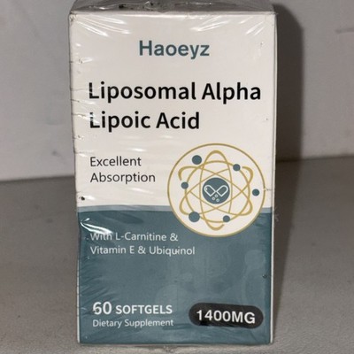 Haoeyz Liposomal Alpha Lipoic Acid 60ct 1400mg Exp11/27 L Carnitine Vitamin E