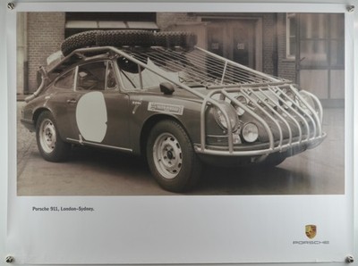 Plakat Poster Porsche 911 S 2,0 Coupe Rallye London-Sydney 1968 v. 2001 101x76cm