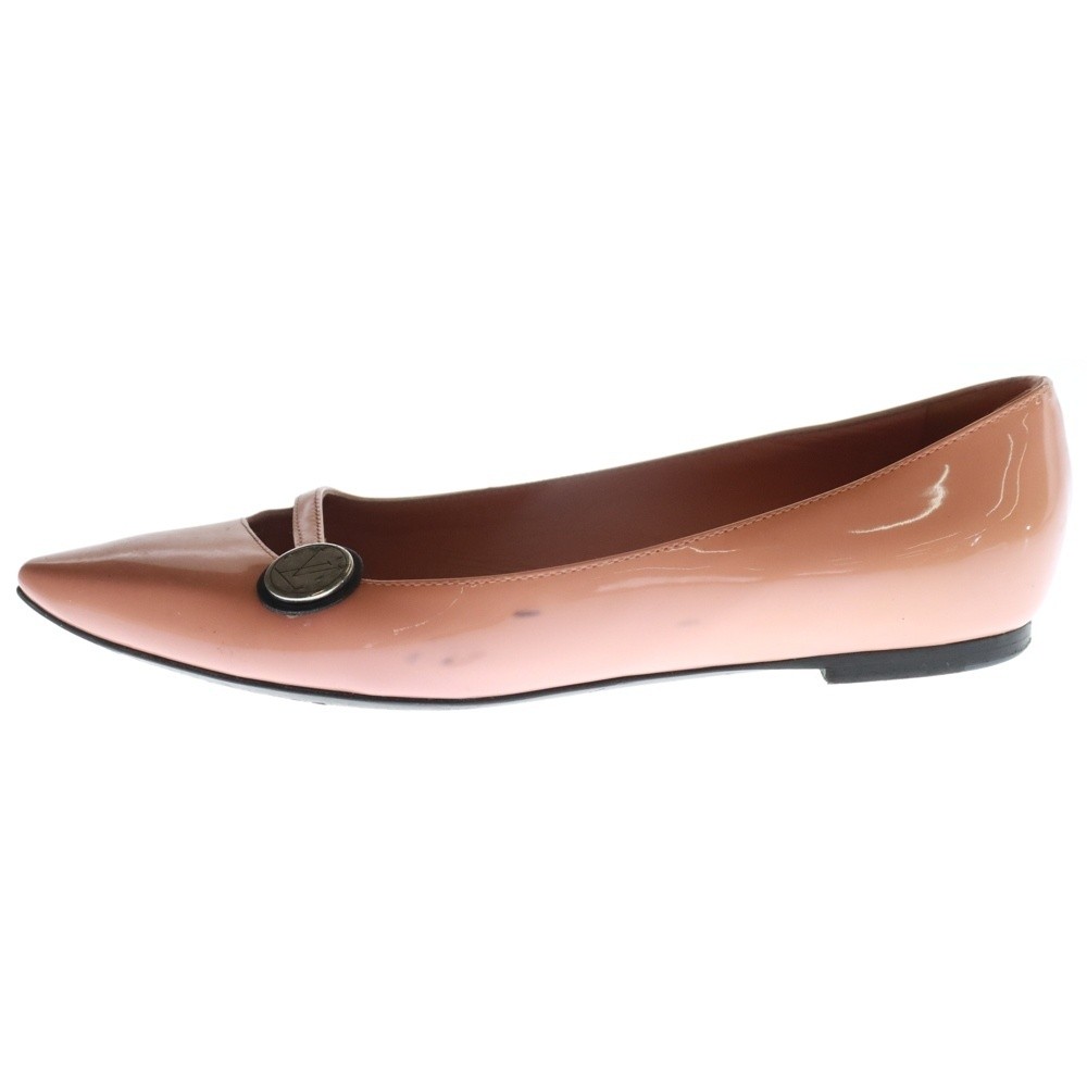 Louis Vuitton Pointed Toe Logo Enamel Flat Pumps Pink Ma0175 Women'S