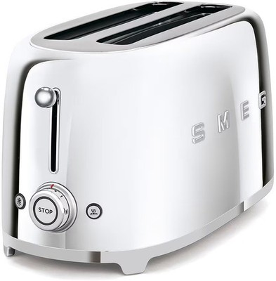 Smeg TSF02SSEU 50''s Style 2-Schlitz-Toaster, 1500 W, 6 Röstgradstufen, 3 Automat