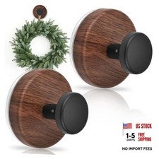 Suction Cup Wreath Hanger, Upgraded Reef Hooks for Front Door, Glass Walnut
