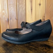 Dansko Shoes Lanie Mary Jane Wedge Black Nubuck Leather Womens 41 US 10.5-11