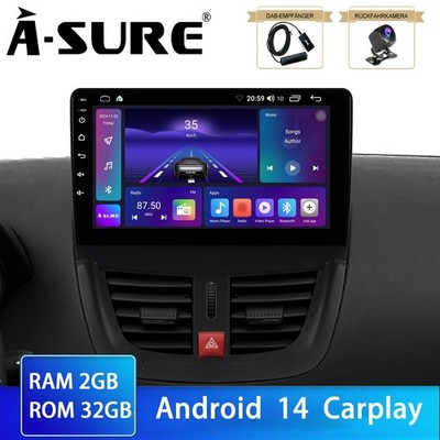 DAB+ KAM CarPlay 2+64G Android 15 Autoradio Für Peugeot 207 2006-2015 NAVI BT FM