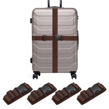 4Pcs Luggage Straps for Suitcases,Adjustable Luggage Connector Strap Dark Brown