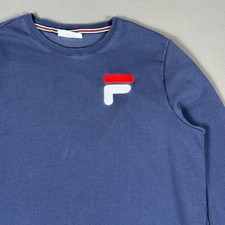 Fila Sweatshirt Mens XL Navy Blue Crewneck Pullover Big Logo Athletic