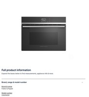 New Fisher & Paykel OS60NDBB1 Steam Combination Combi Oven Cooker appliance Blac