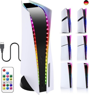 RGB LED Strip für PS5/PS5 Slim/PS5 Pro Konsole LED Beleuchtung, 7 Farben, 358 Mo