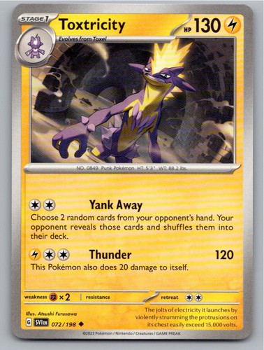 2023 POKEMON TOXTRICITY SCARLET & VIOLET 072/198 UNCOMMON NM A34542 FREE S&H