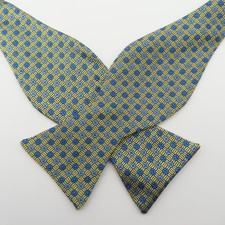Brooks Brothers Bow Tie Silk Yellow Blue Polka Dot 2.25" Wide USA