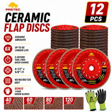 12Pack Ceramic Flap Discs 4-1/2" T29 5/8"-11 for Angle Grinder 40 60 80 120 Grit