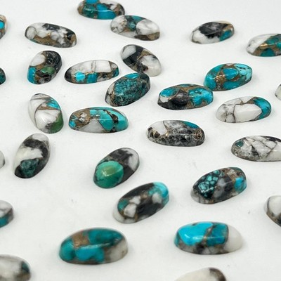 AAA+  Blue Buffalo Copper Turquoise Cabochon Long Oval Shape Loose Gemstone