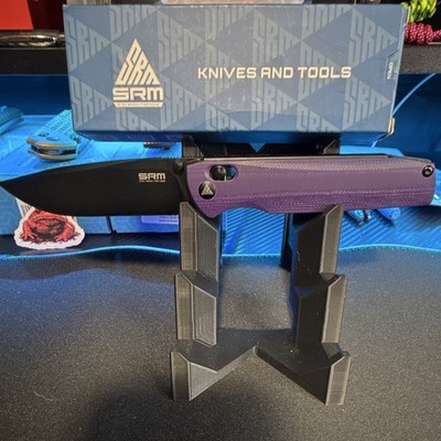 SRM Terrier 258L-GN Purple G10 Black D2 Crossbar Lock Folding Knife
