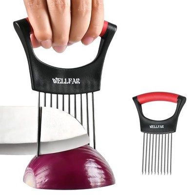 2PCS Onion Slicer Holder Vegetable Chopper Stainless Steel Kitchen Gadget Meat P